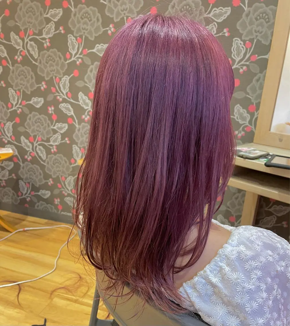 ロング カラー ブリーチ ピンクカラー シアーピンク ヘアカラー 北九州美容室 🕊️わかな✂︎のヘアスタイル