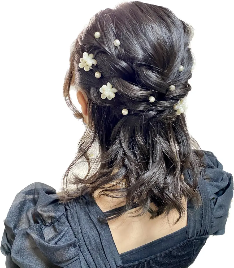 ミディアム ヘアアレンジ ハーフアップ 鈴木 沙羅のマツエク・マツパデザイン