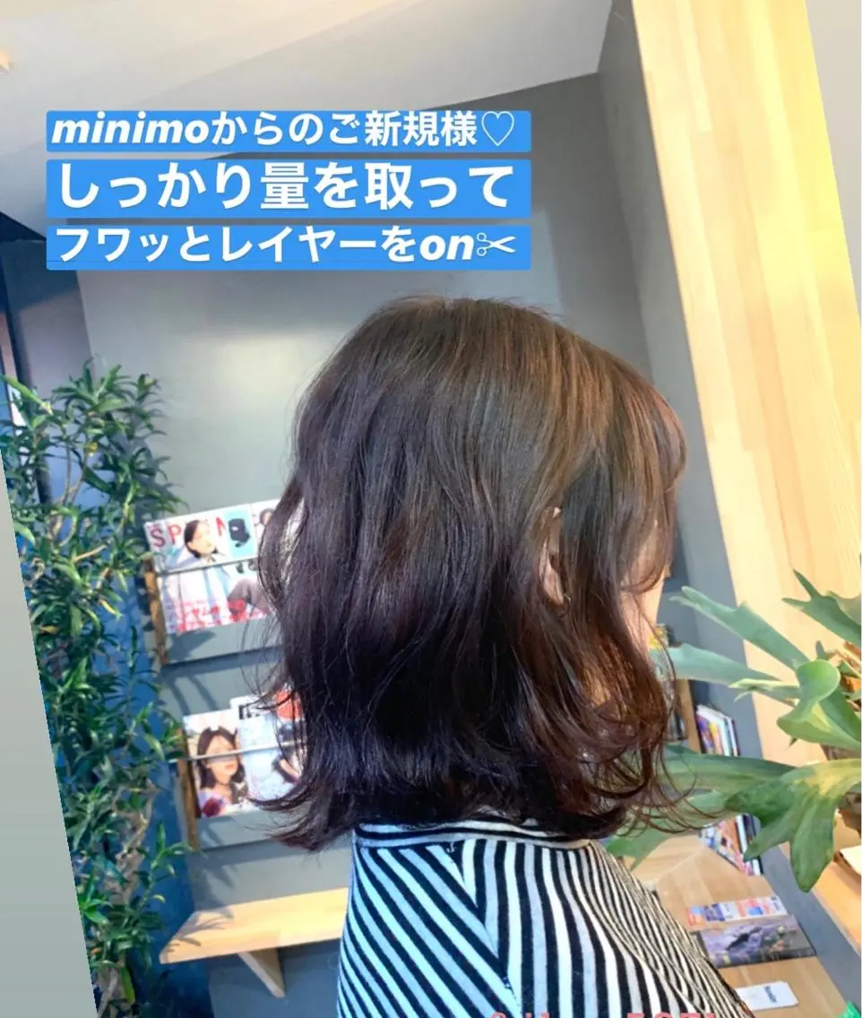 ミディアム カラー パーマ カット Loa misakiのヘアスタイル