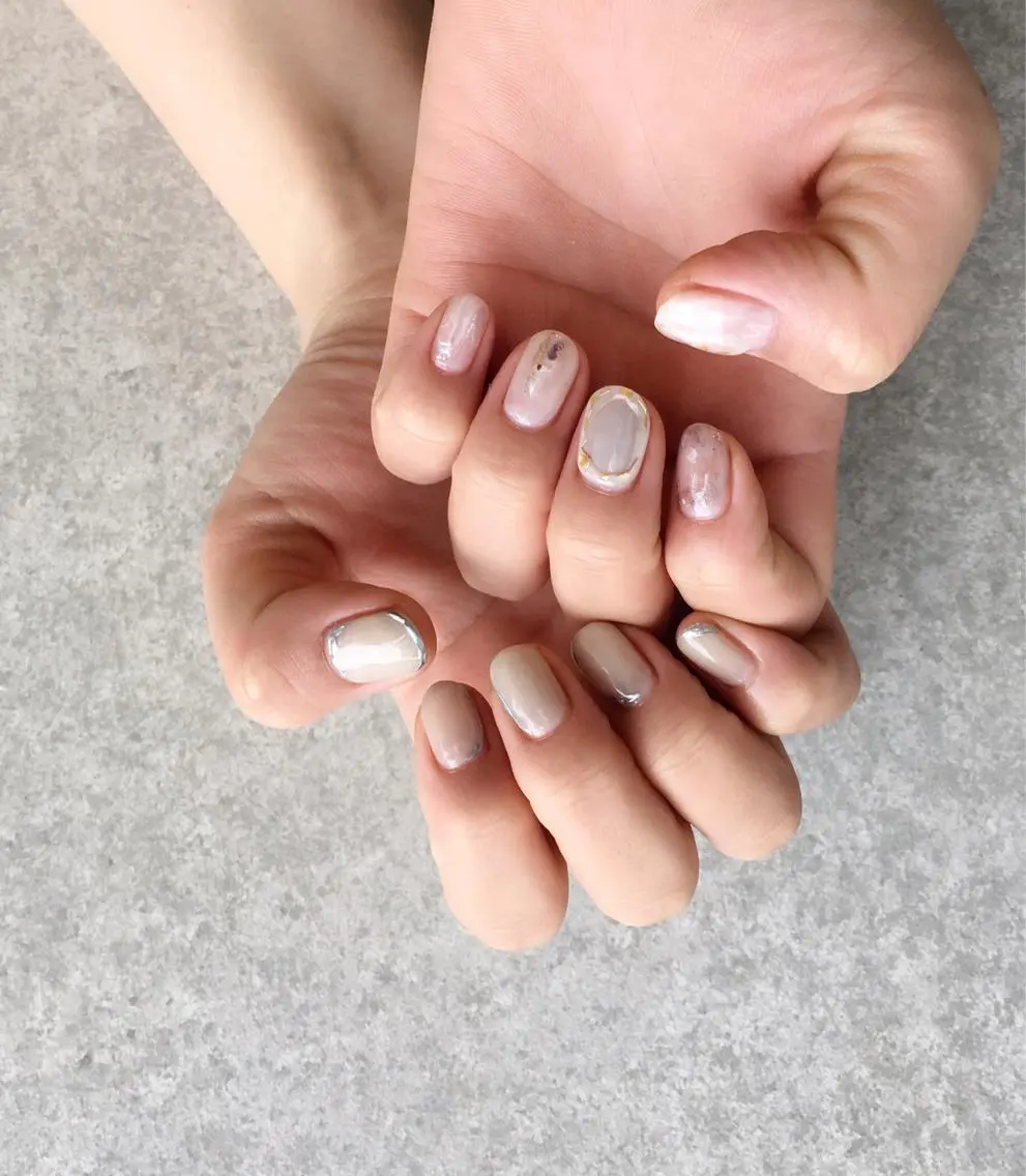 ネイル アートネイル 長さ出し ジェルネイル マットネイル ミラーネイル ハンドネイル nail salon Soeurのネイルデザイン