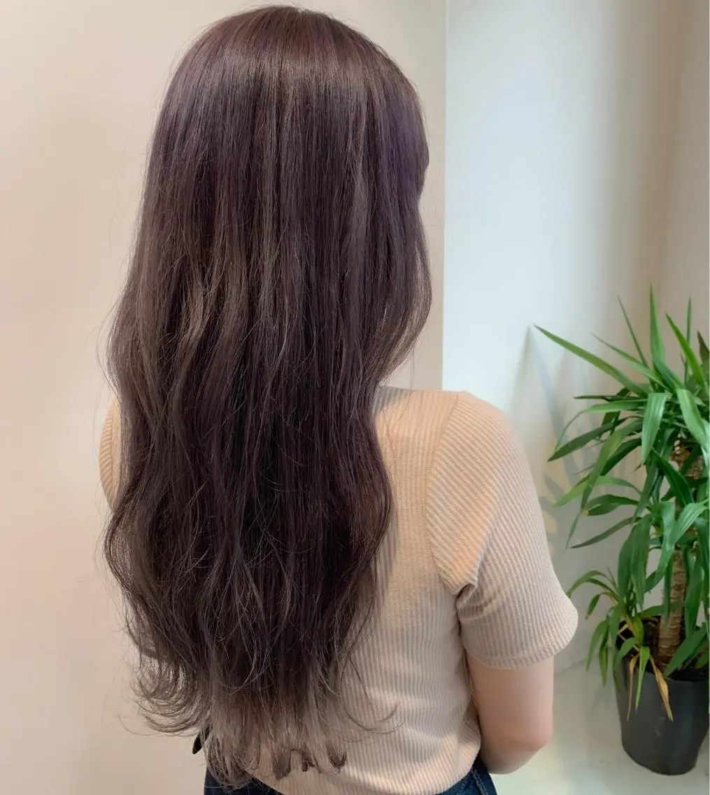 ロング カラー グレージュ ラベンダーカラー ラベンダーグレージュ ラベンダーグレー "小顔カット" Fuko.のヘアスタイル