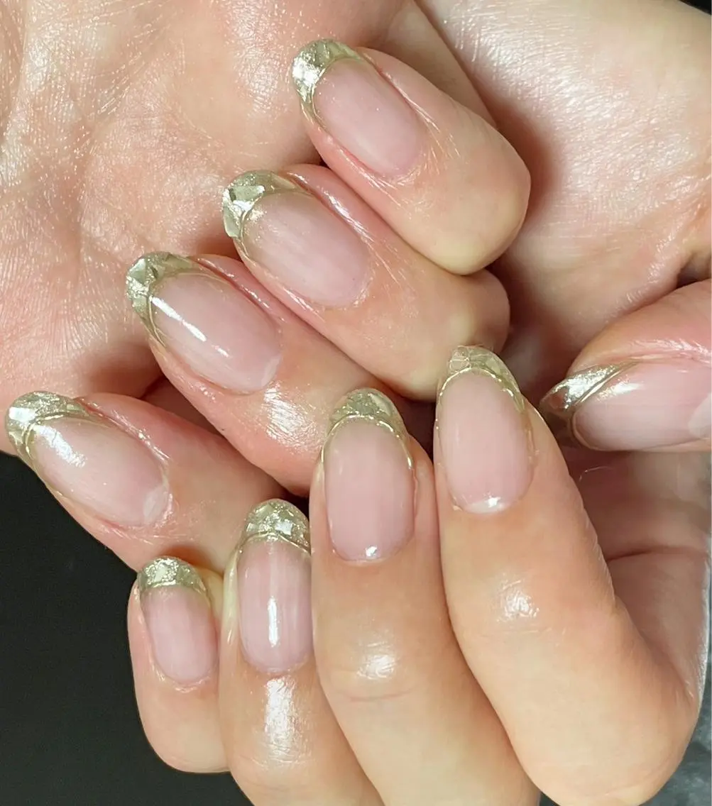 ネイル アートネイル フレンチネイル ガラスフレンチ ミラーネイル ハンドネイル nailworks mのネイルデザイン