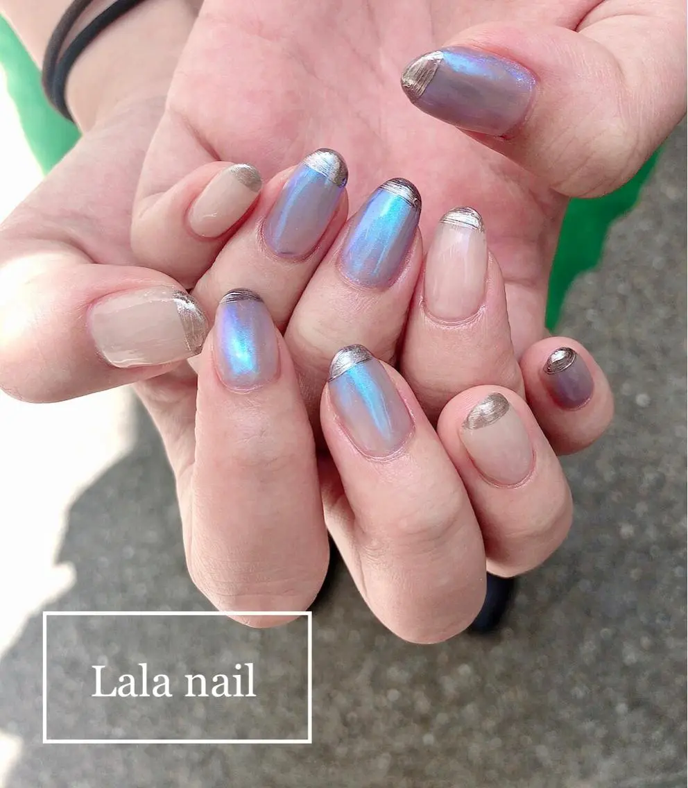 ネイル オーロラネイル ミラーネイル シンプルネイル Lala nailのネイルデザイン