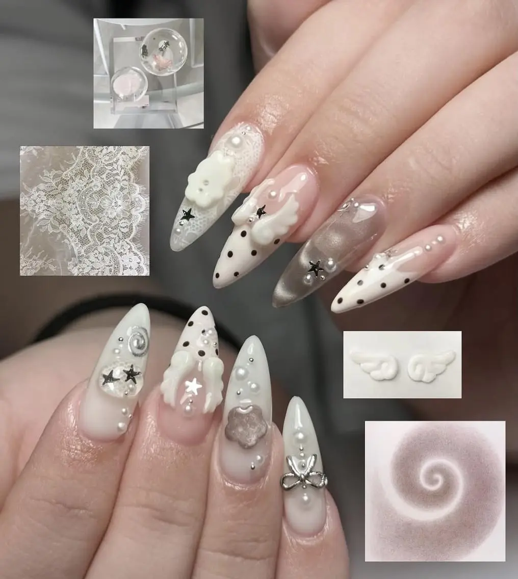 ネイル 長さ出し ガーリー キラキラネイル 韓国ネイル ロングネイル ハンドネイル フットネイル Umee Nailのネイルデザイン