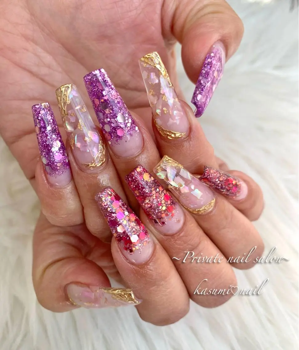 ネイル アートネイル ラメ(グリッター) マグネットネイル ミラーネイル 持ち込み KASUMI♡ Nailのネイルデザイン