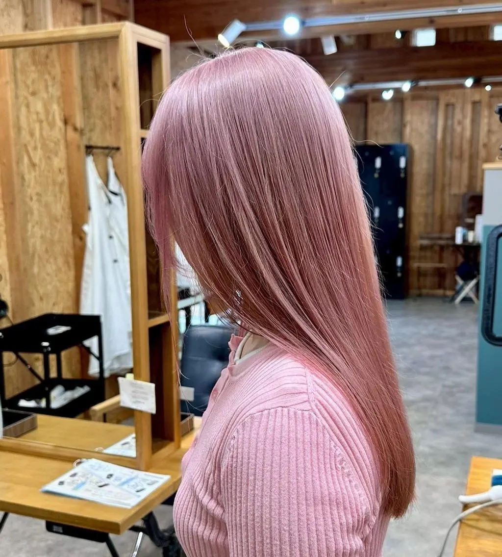 セミロング ヘアカラー トリートメント 🍑ピンク＆ベージュ 🎀ももかのヘアスタイル