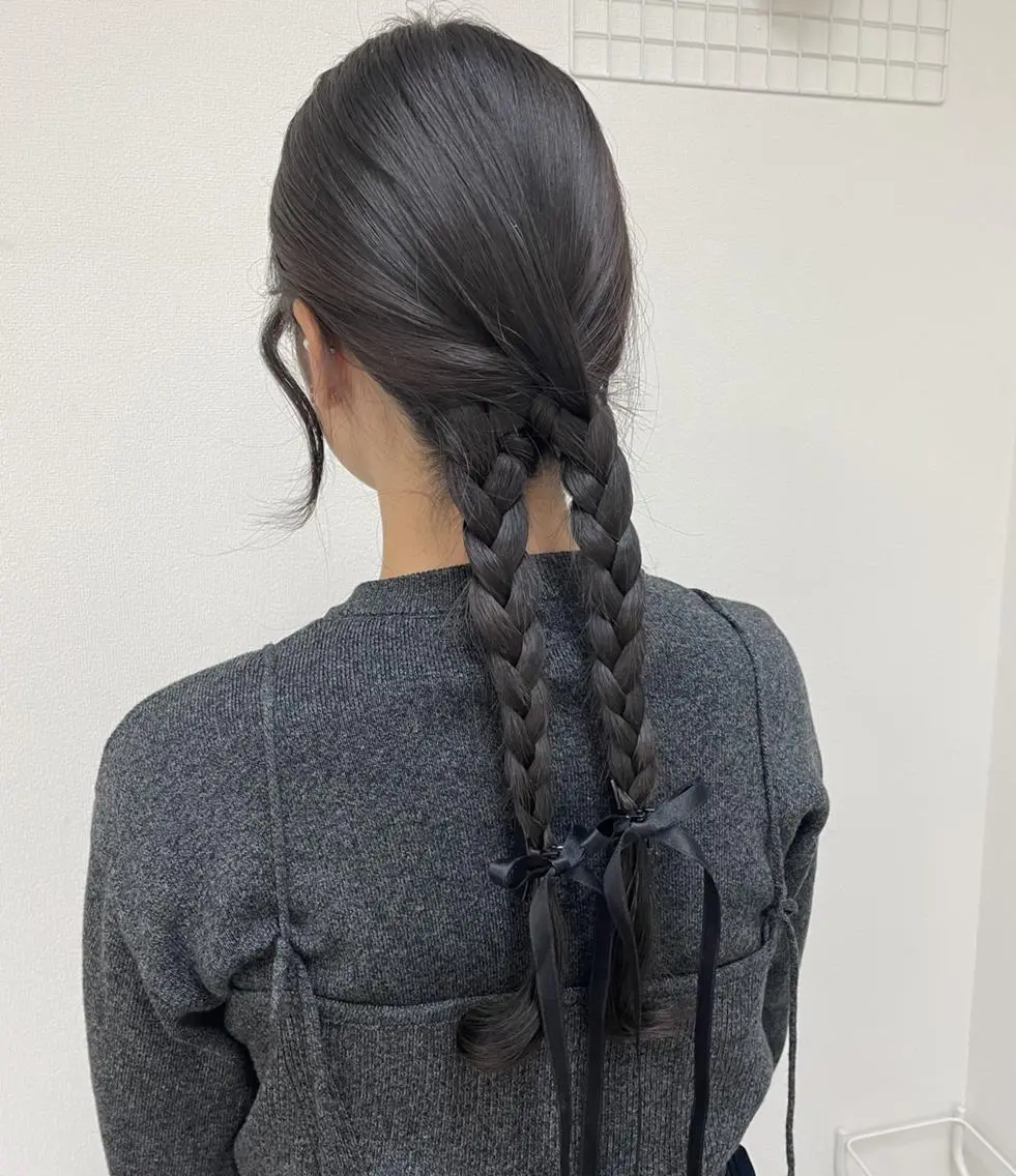 ヘアアレンジ 三つ編み nail salon chai Asakaのネイルデザイン