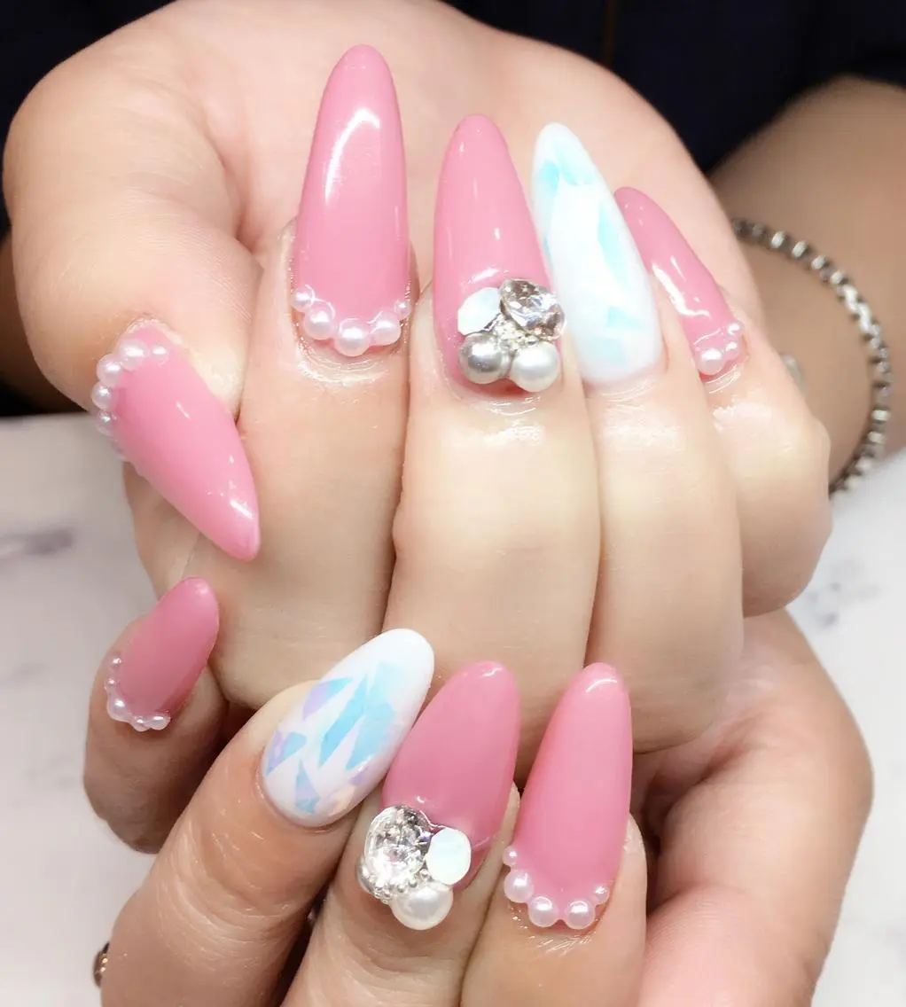 ネイル キラキラネイル 持ち込み ピンク ピンクベージュ スカルプネイル nail salon Soeurのネイルデザイン
