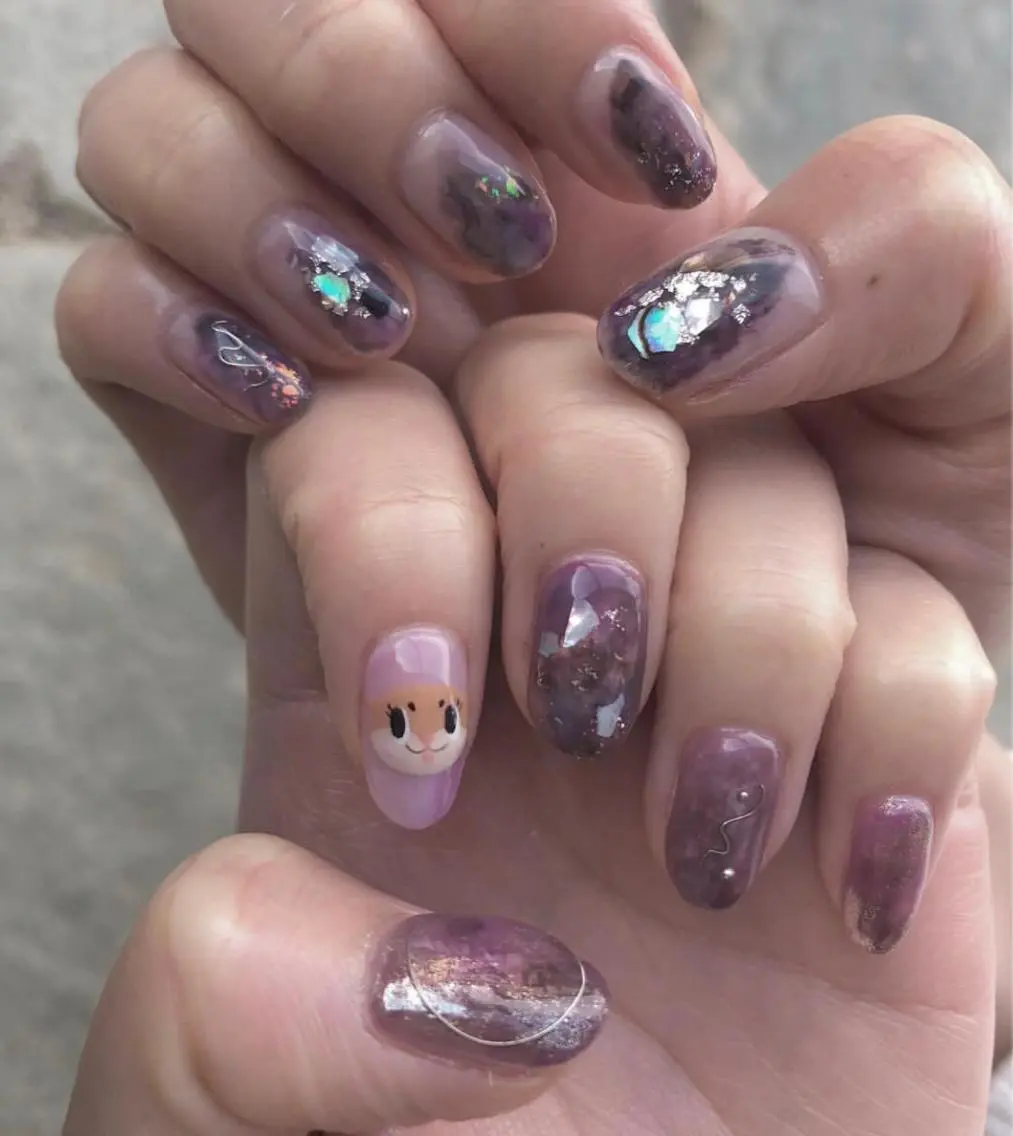 ネイル ニュアンスネイル パープル ハンドネイル パラあり！フィルイン 美フォルムのネイルデザイン