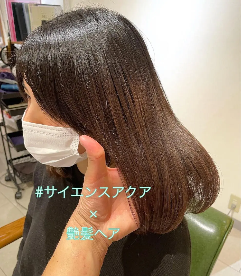 ミディアム カラー パーマ アクアカラー トリートメント カット ヘアカラー トリートメント 過去一の柔髪ヘア 🌿einshairのヘアスタイル