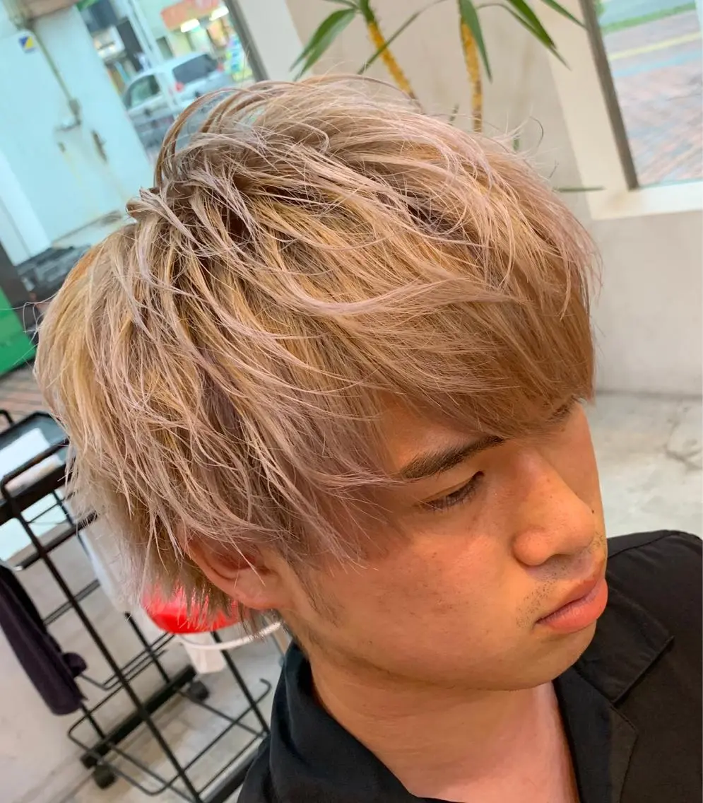 ショート カラー メンズ メンズハイトーン ダブルカラー ハイトーンカラー カット ヘアカラー ヘッドスパ メンズ/韓国レイヤー /透明感カラー那須野のヘアスタイル