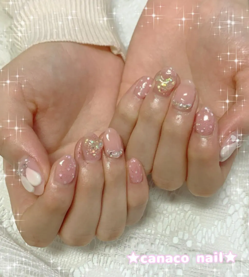 ネイル クリアネイル ハート ハンドネイル ハンドケア ベテランネイル cnc  nailのネイルデザイン