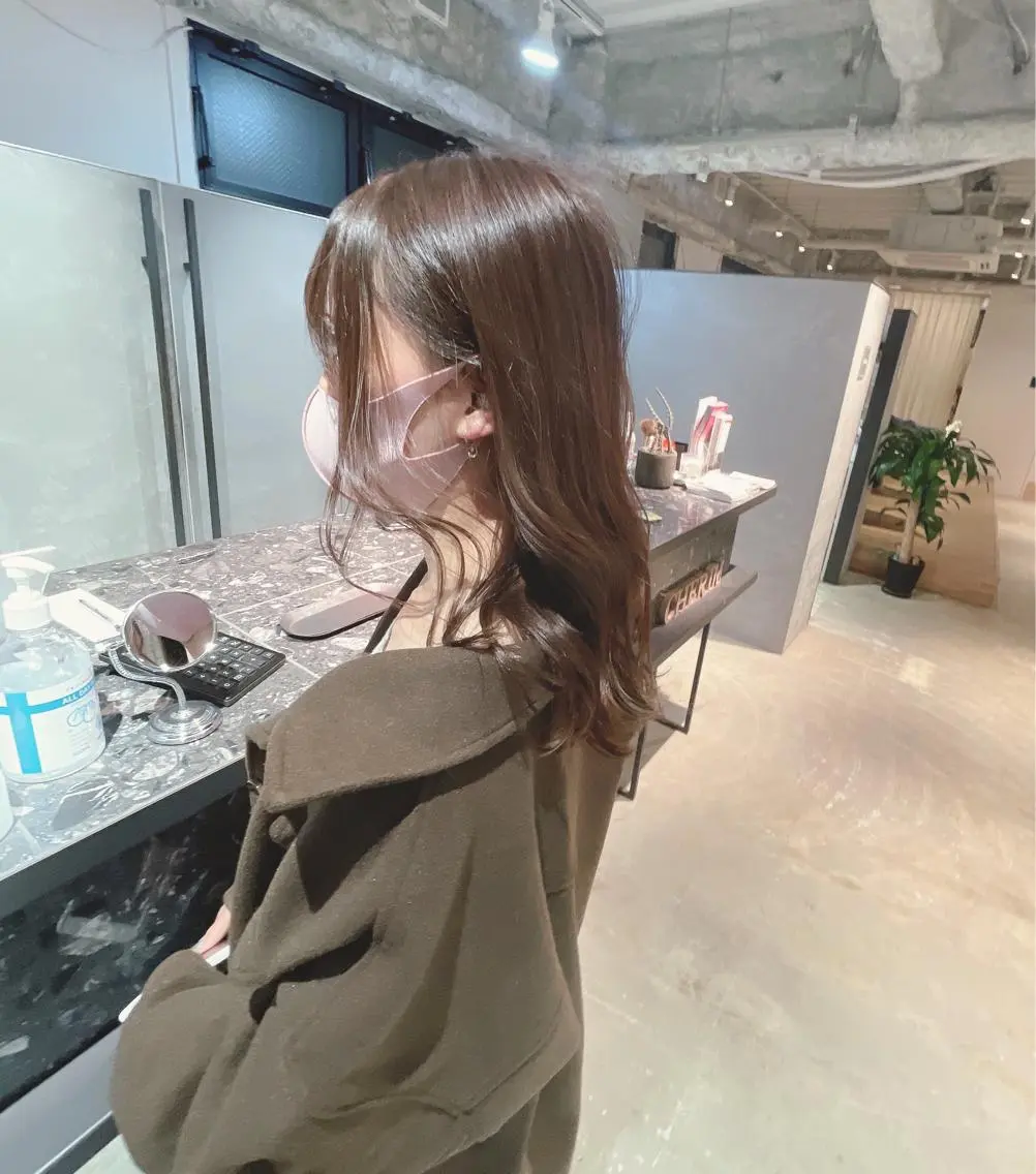 ミディアム チョコレートブラウン 美髪矯正/艶カラー ボブ/栄/鐘ヶ江純也のヘアスタイル