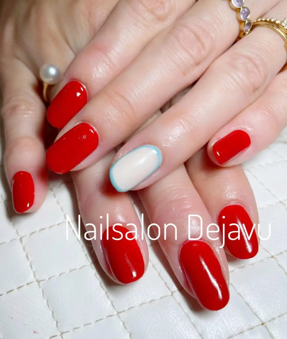 ネイル アートネイル ブルー ワンカラーネイル ハンドネイル Nail salon Dejavu 🌿のネイルデザイン