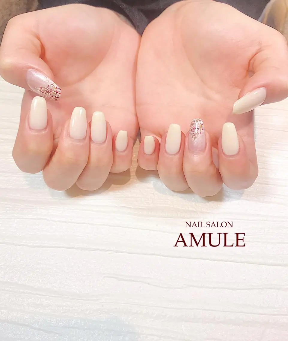 ネイル ワンカラーネイル ツイードネイル ハンドネイル NAILSALON AMULEのネイルデザイン