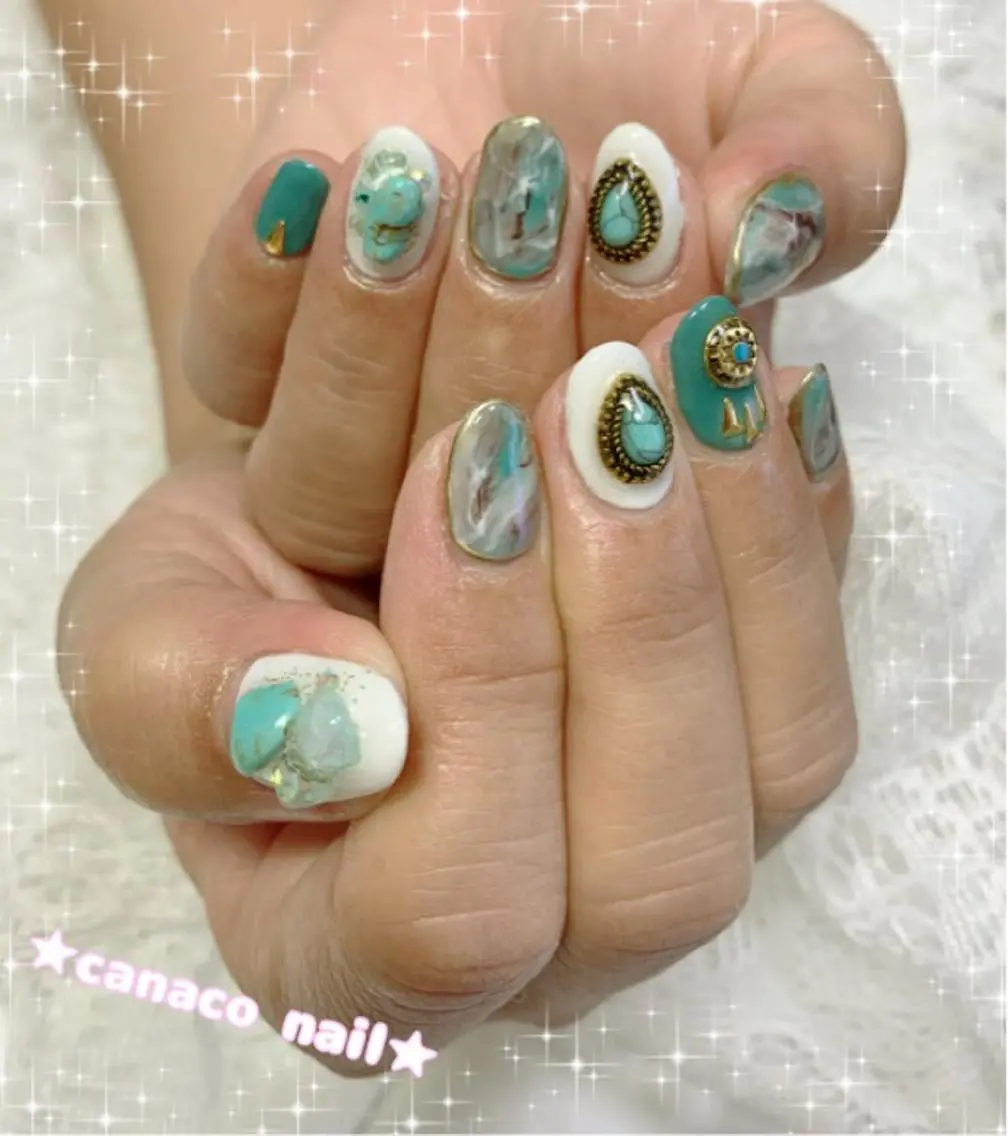 ネイル 大理石ネイル(マーブル) ベテランネイル cnc nailのネイルデザイン