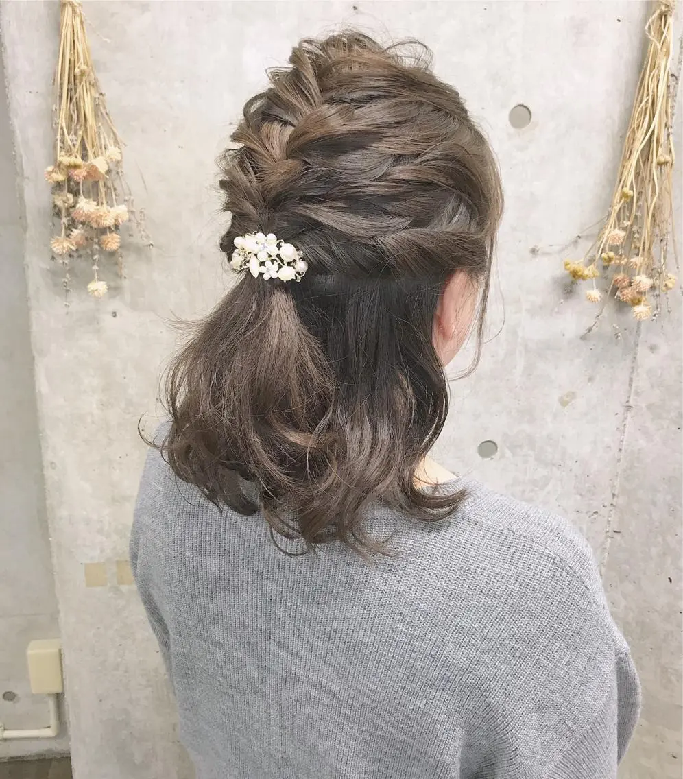 ミディアム カラー ヘアアレンジ ハーフアップ Satsuki ✂︎♡のヘアスタイル