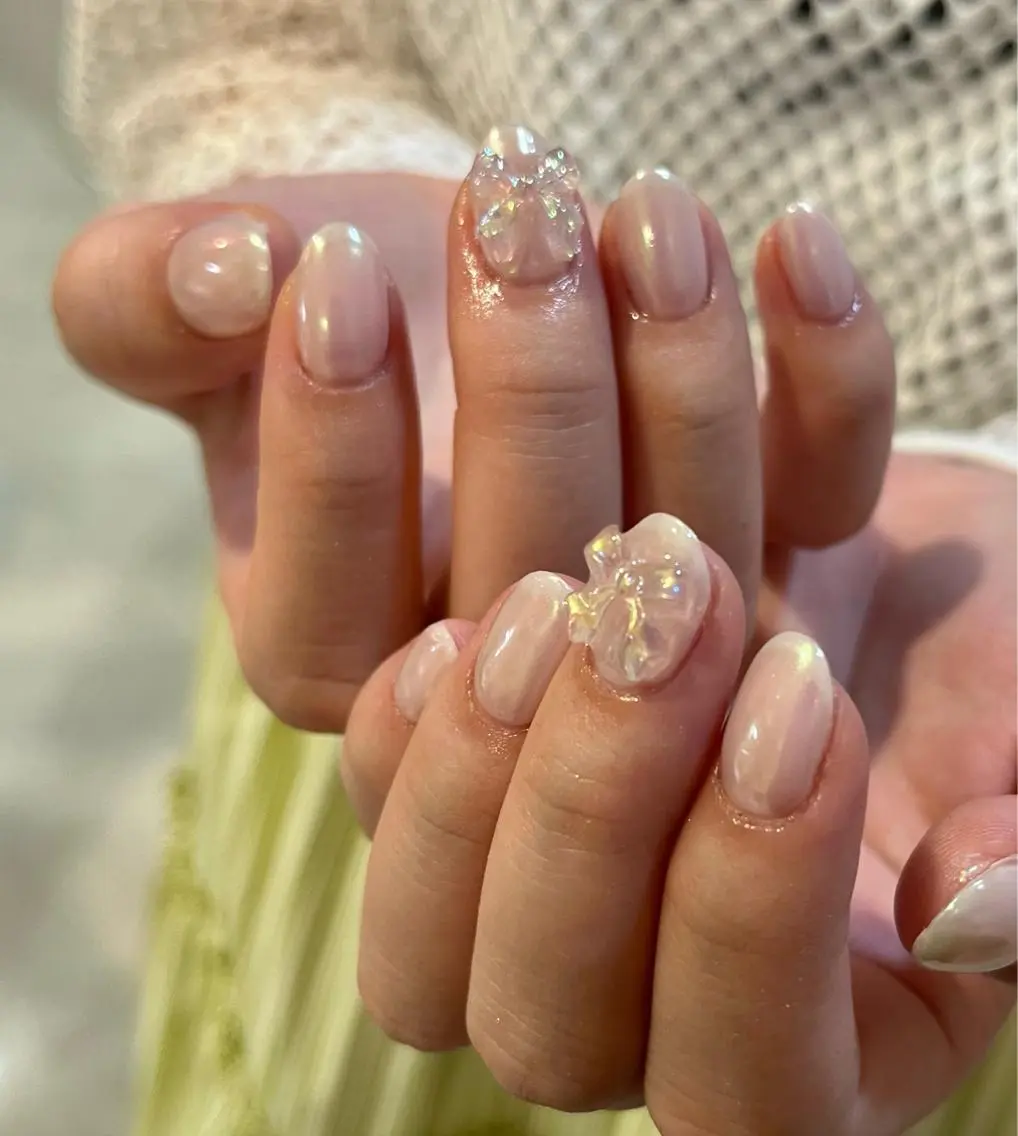 ネイル オーロラネイル ブルー ガーリー ハート キラキラネイル Para Sol nail Maoのネイルデザイン
