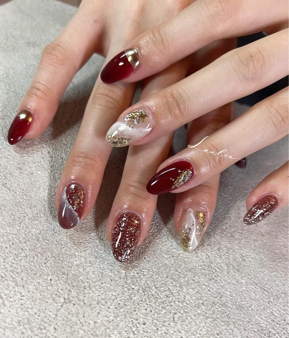 ネイル フットネイル 韓国ネイル ハンドネイル nail salon Lauleaのネイルデザイン