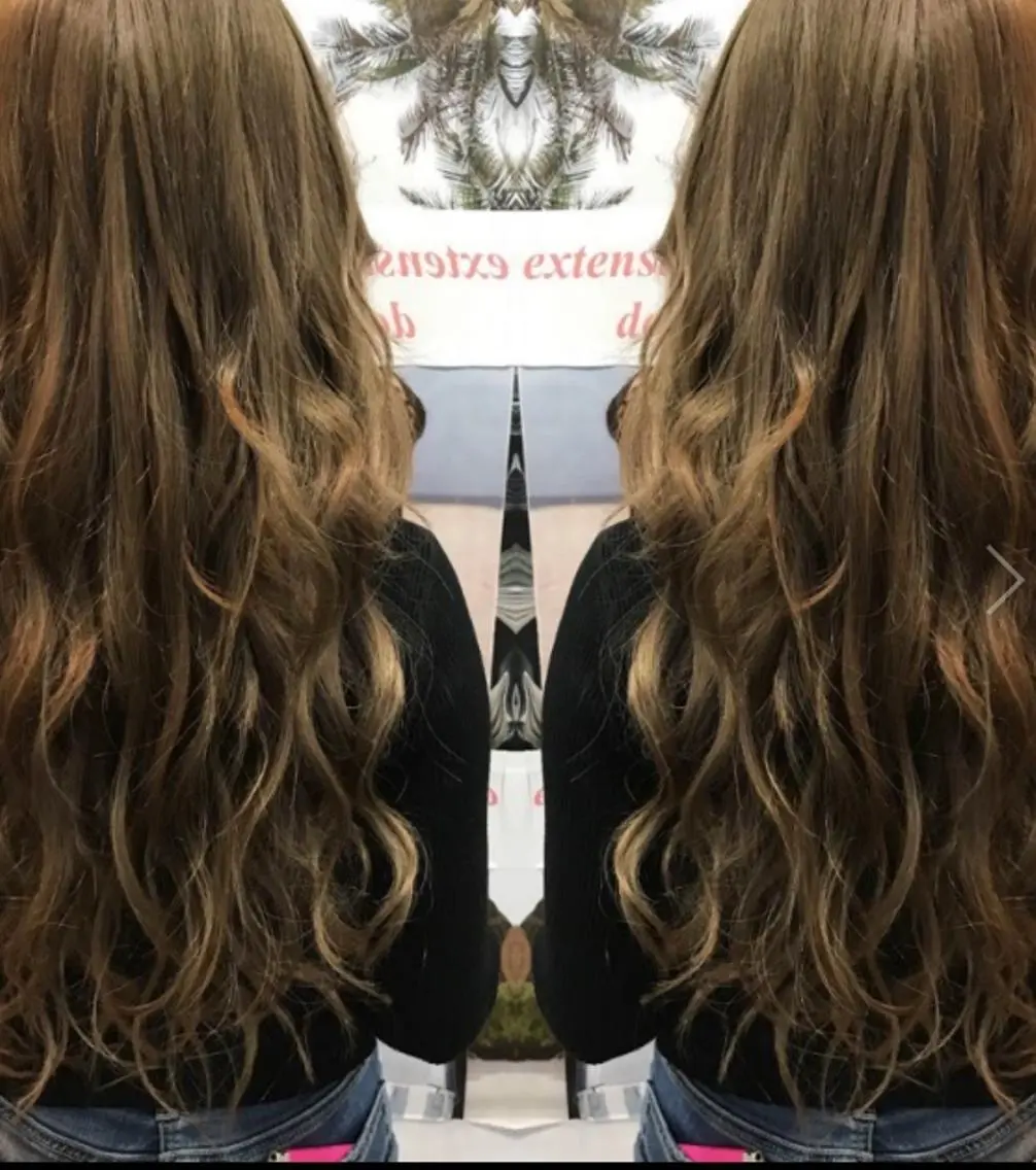 セミロング カラー パーマ ヘアアレンジ チビ編み込みエクステ シールEXどぅ〜すのヘアスタイル