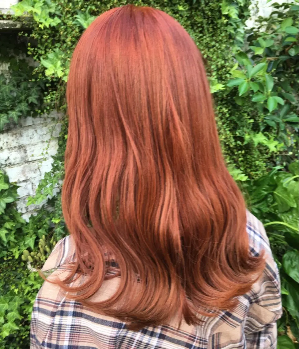 ロング カラー ブリーチ ケアブリーチ ダブルカラー オレンジ ヘアカラー 【🉐学割】応援📣 ミニモ限定🤩千 田のヘアスタイル