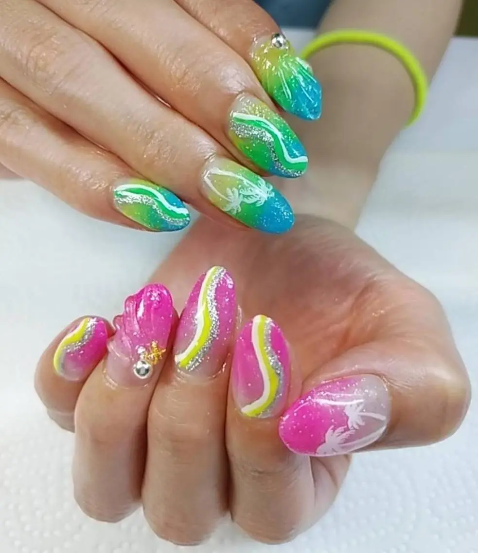 ネイル 持ち込み 夏ネイル プライベートサロン Rosy Lilyのネイルデザイン