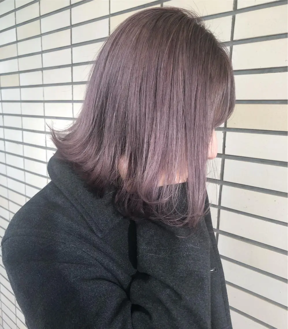 ミディアム カラー ブリーチ ハイトーンカラー ラベンダーカラー カット 🤍2nd🤍田所 美希のヘアスタイル