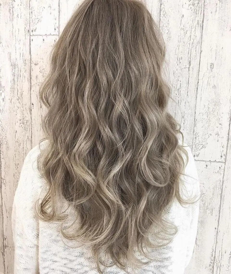 ロング カラー パーマ ヘアアレンジ チビ編み込みエクステ シールEXどぅ〜すのヘアスタイル