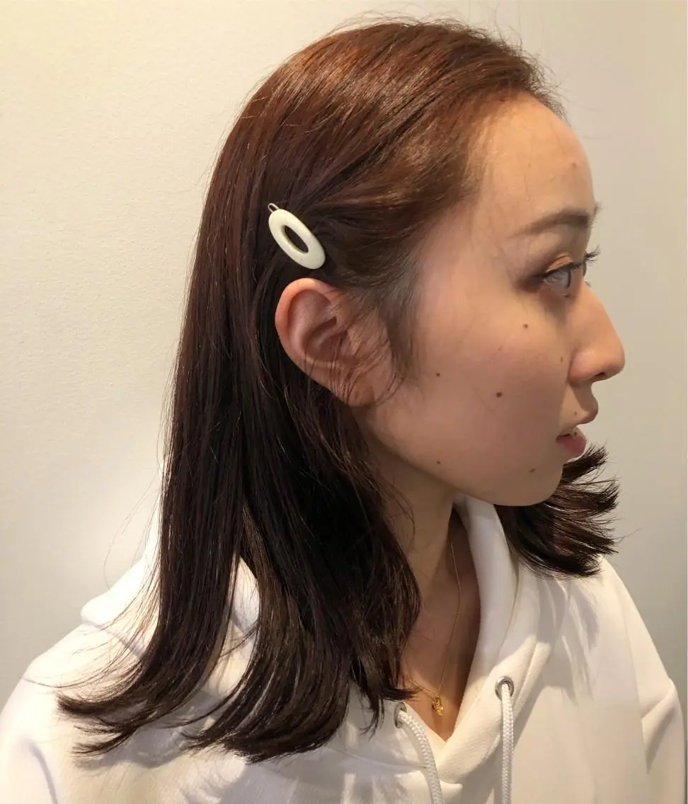 ミディアム カラー ブラウンカラー レッドカラー レッドブラウン 斉藤 瑞恵のヘアスタイル