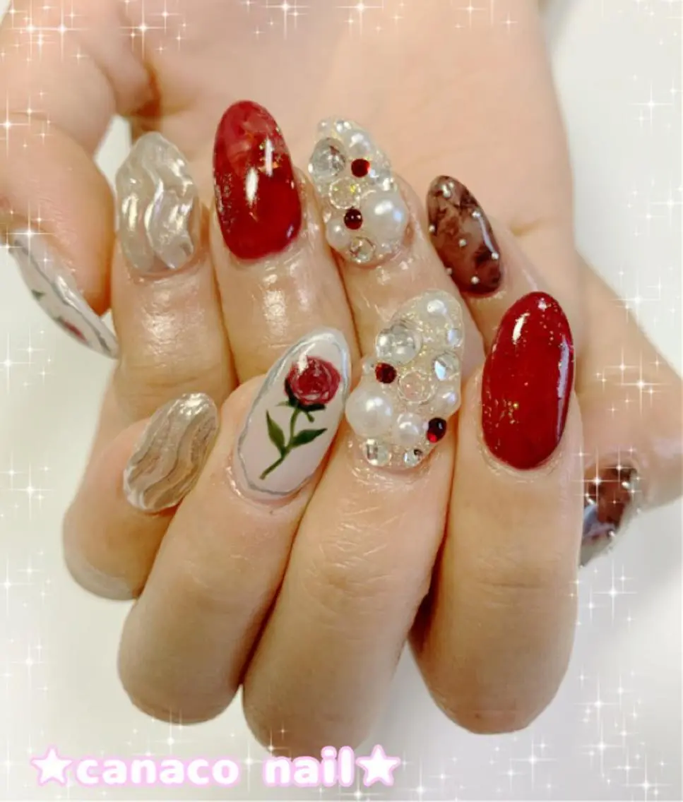 ネイル アートネイル ジェルネイル パラジェル ストーンネイル ハンドネイル ハンドケア ベテランネイル cnc nailのネイルデザイン