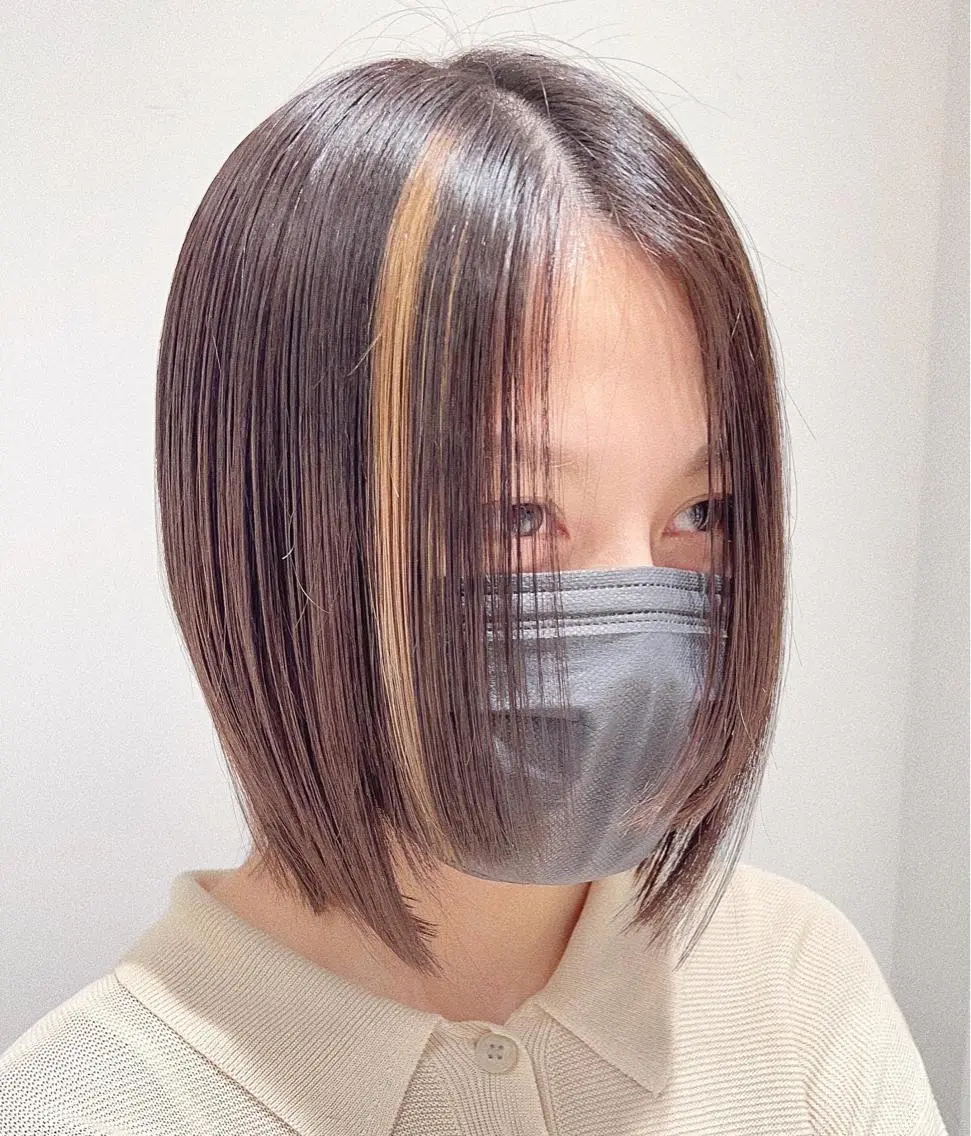 ショート カラー 切りっぱなしボブ ハイライトカラー ボブ ハイライト カット ヘアカラー トリートメント ヘッドスパ スキバサミを使わない カット🌼唯🌼のヘアスタイル