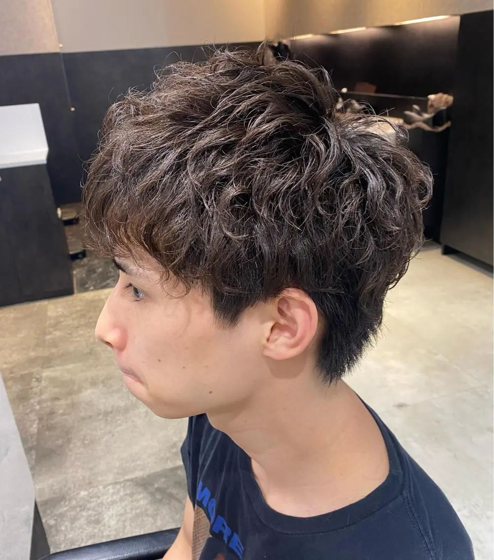 パーマ ヘアアレンジ メンズ メンズパーマ 新宿⌇韓国風ヘア ⌇透明感カラーのヘアスタイル