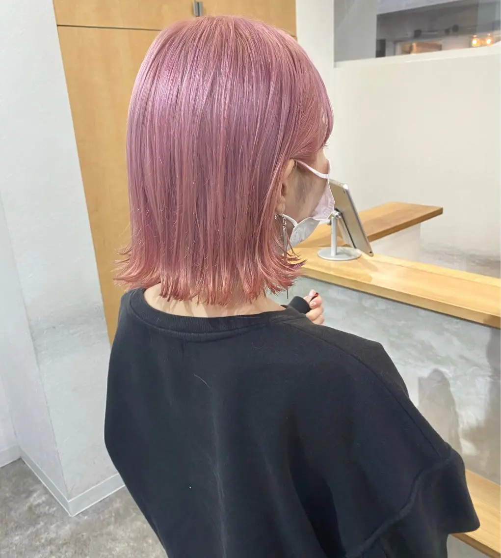 ショート カラー パーマ ヘアアレンジ メンズ キッズ ネイル マツエク・マツパ ピンクカラー カラーマツエク ピンク ヘアカラー 森貴裕/ニュアンス パーマ/オリーブのヘアスタイル