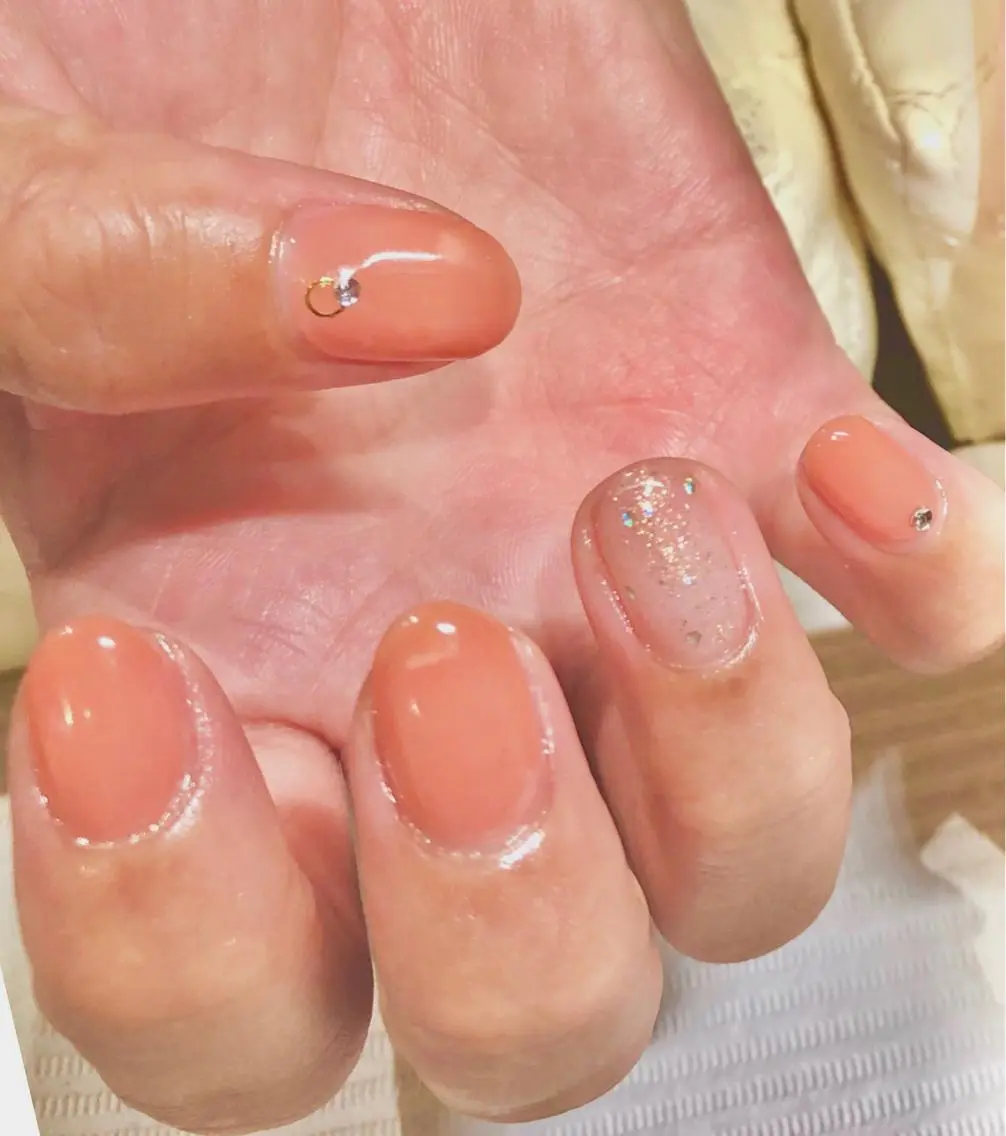 ネイル ワンカラーネイル ストーンネイル TRAM-nail moriizumiのネイルデザイン