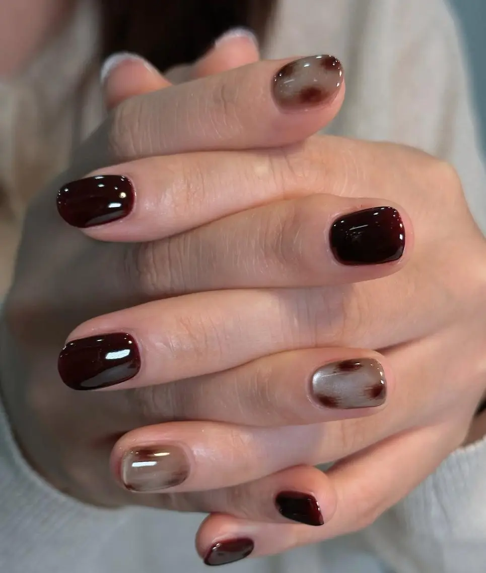 ネイル ブラウン 長さ出し フットネイル フレンチネイル ジェルネイル ハンドネイル ハンドケア NEW NAIL池袋 韓国・ワンホンネイルのネイルデザイン