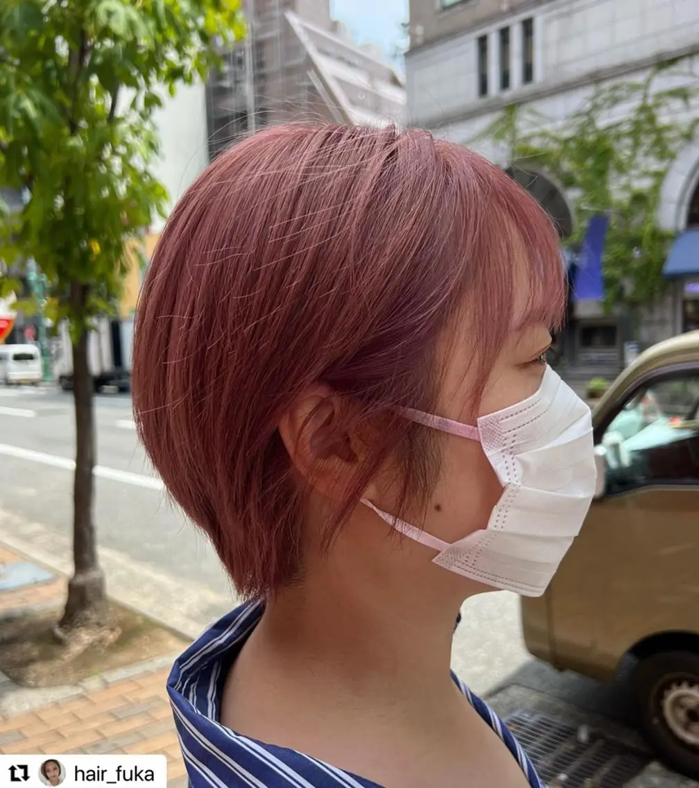 ミディアム カラー メンズ ベージュカラー ダブルカラー ピンクカラー ピンクベージュ 🩷Eny terrace🩷のヘアスタイル