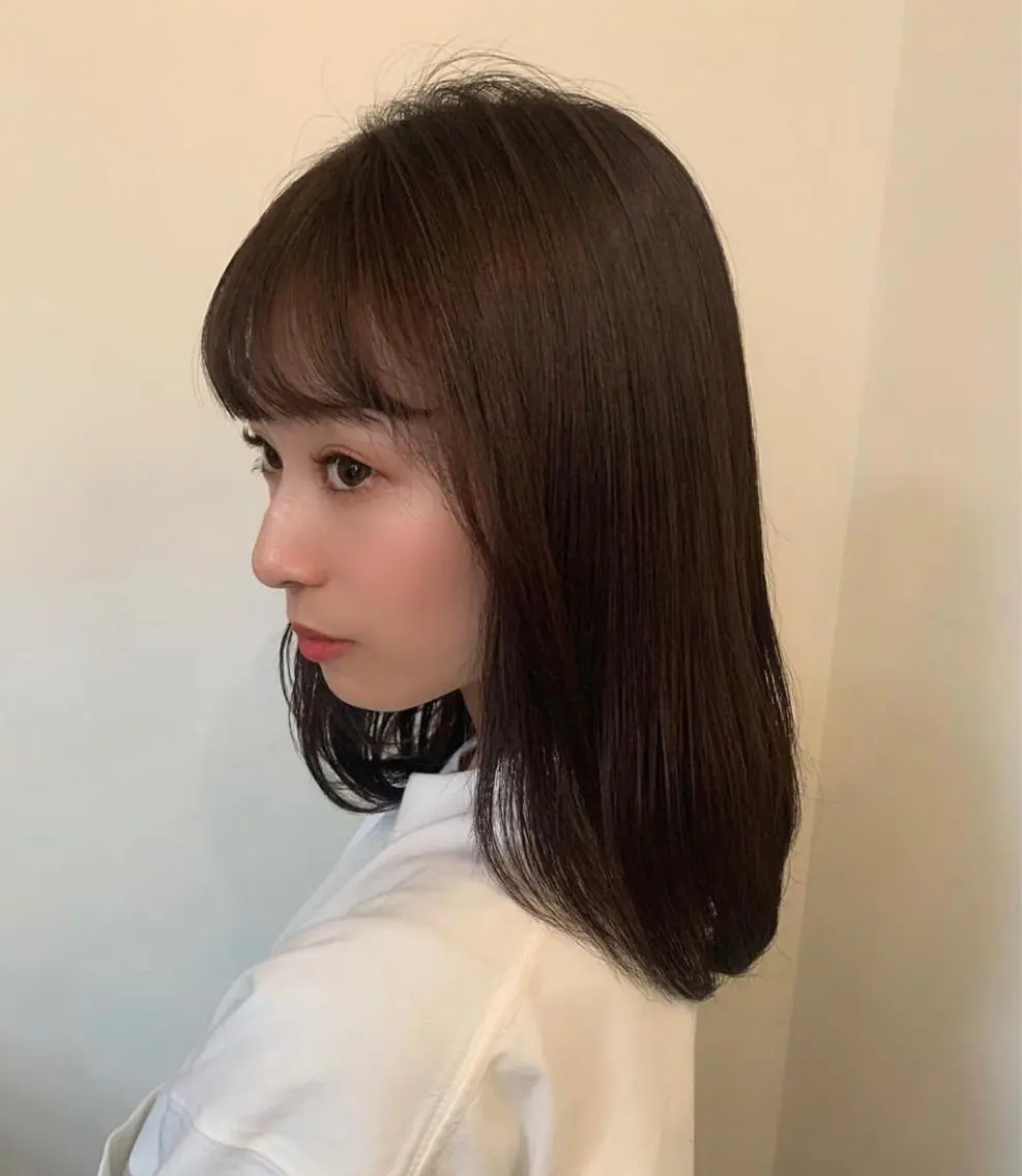 ミディアム カラー カット 縮毛矯正 トリートメント まろやか透明感カラー ♡MANAのヘアスタイル