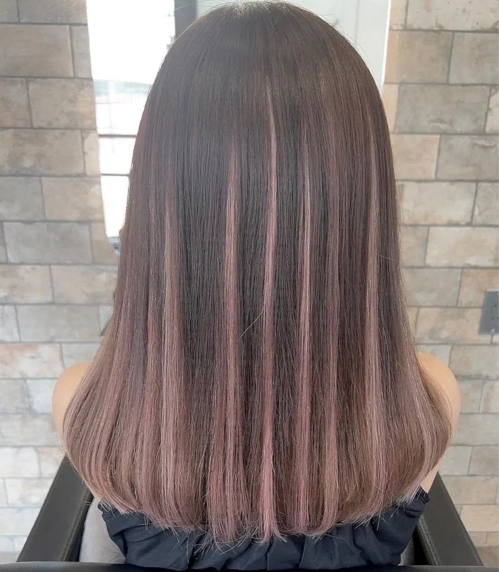 セミロング アッシュ アッシュブラウン ハイライト ヘアカラー エクステ Fan.ray店長 🌈 HIBIKIのヘアスタイル