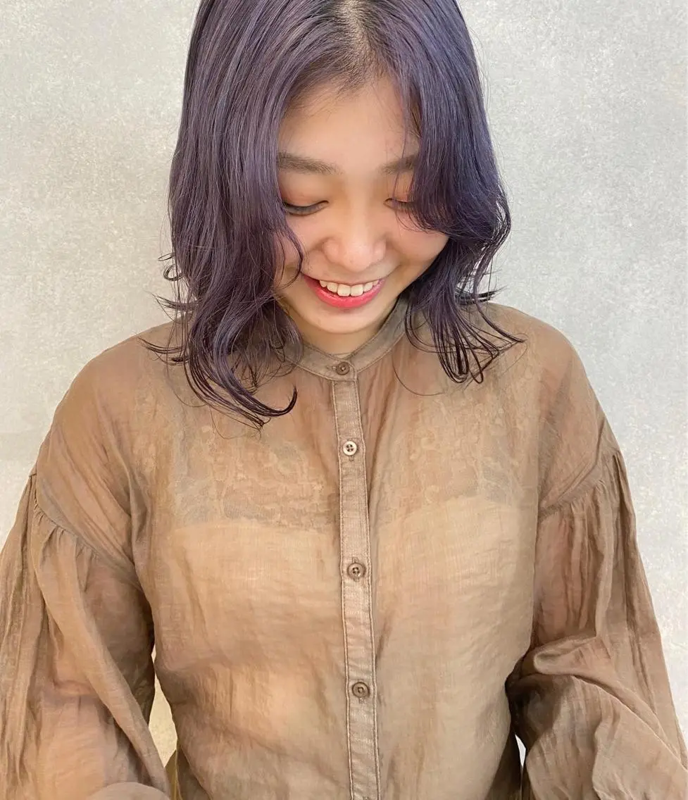 ミディアム カラー ラベンダーカラー 顔周りカット/透明感 カラー✂️MEIのヘアスタイル