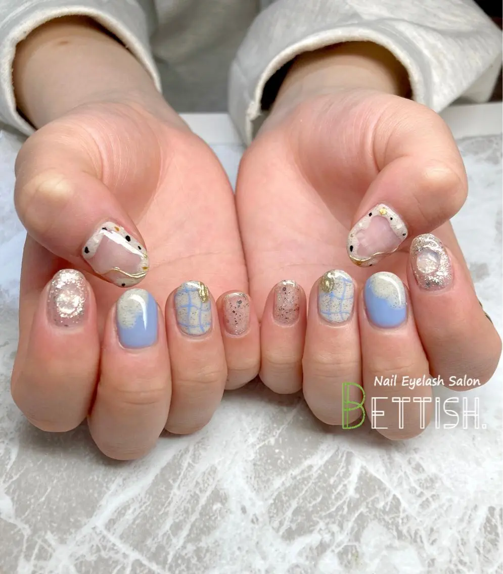 ネイル ブルー 春ネイル ハンドネイル BETTISH. KUMIKO☺︎︎のネイルデザイン