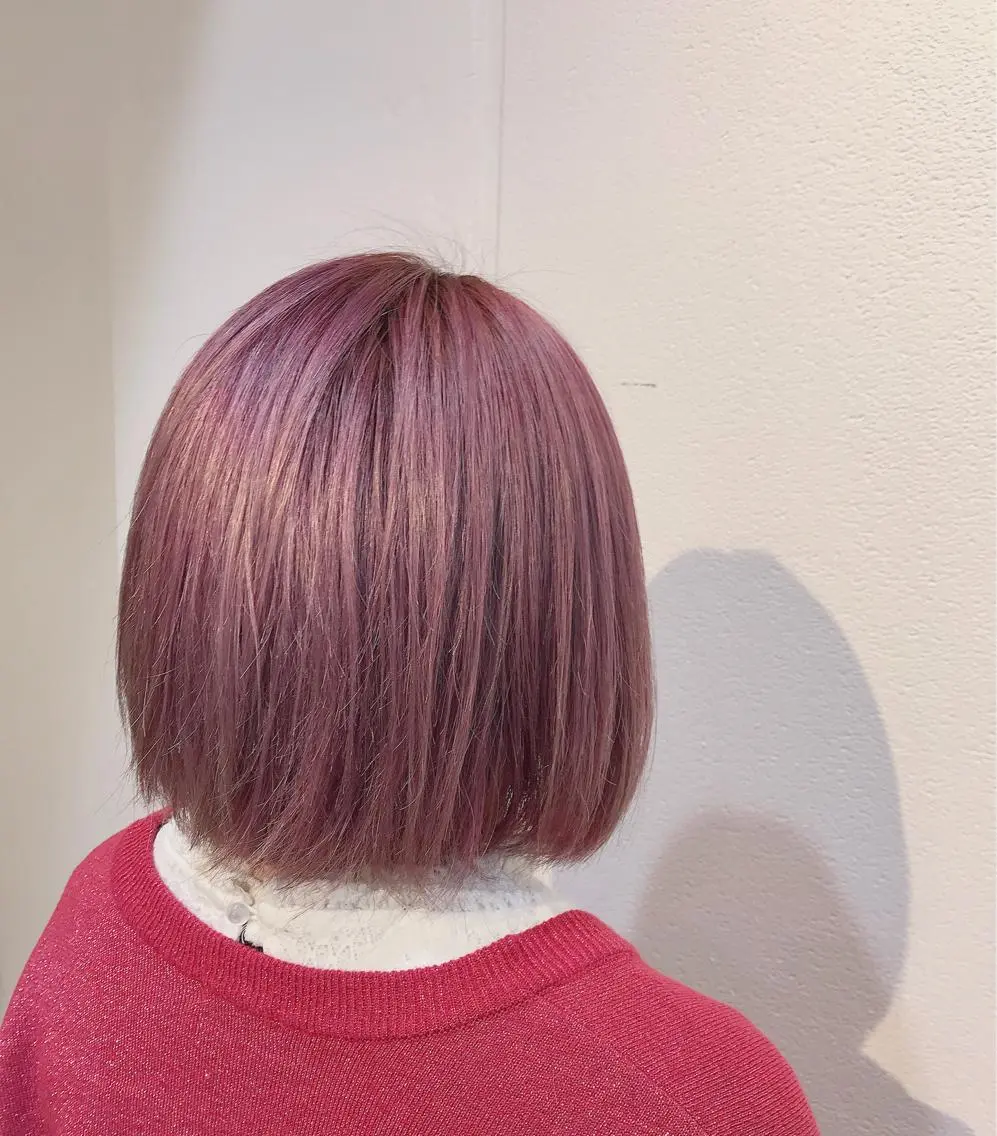 ミディアム カラー ピンクカラー Lolonois梅田 /Okazaki:)のヘアスタイル