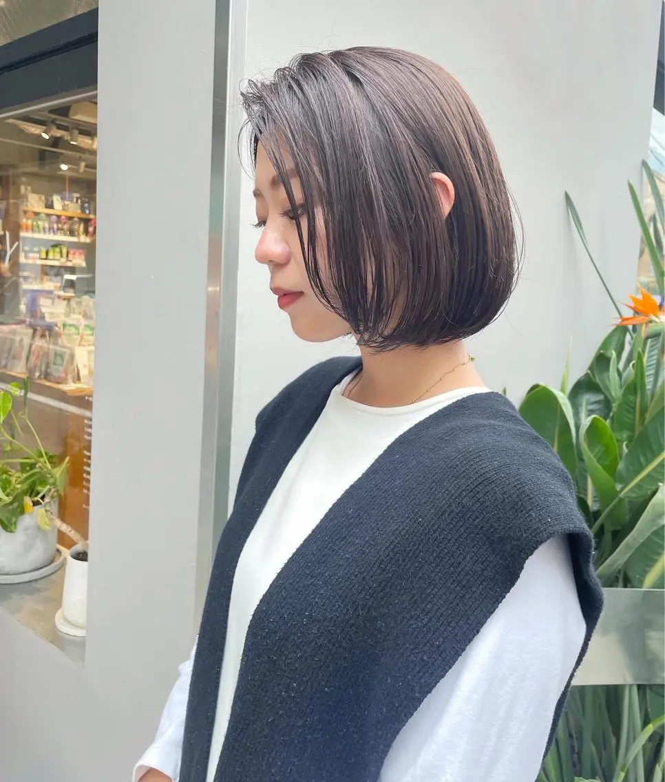 ミディアム カラー ブラウンカラー シルバー ボブ カット ヘアカラー トリートメント HIROKI ”博多 /ボブのヘアスタイル