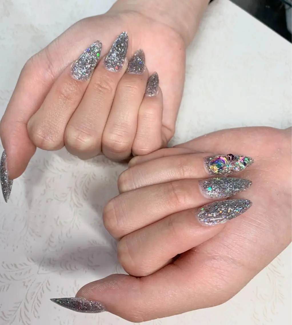 ネイル ラメ(グリッター) ワンカラーネイル スカルプネイル ハンドネイル x.1.0.nail ♡Cのネイルデザイン