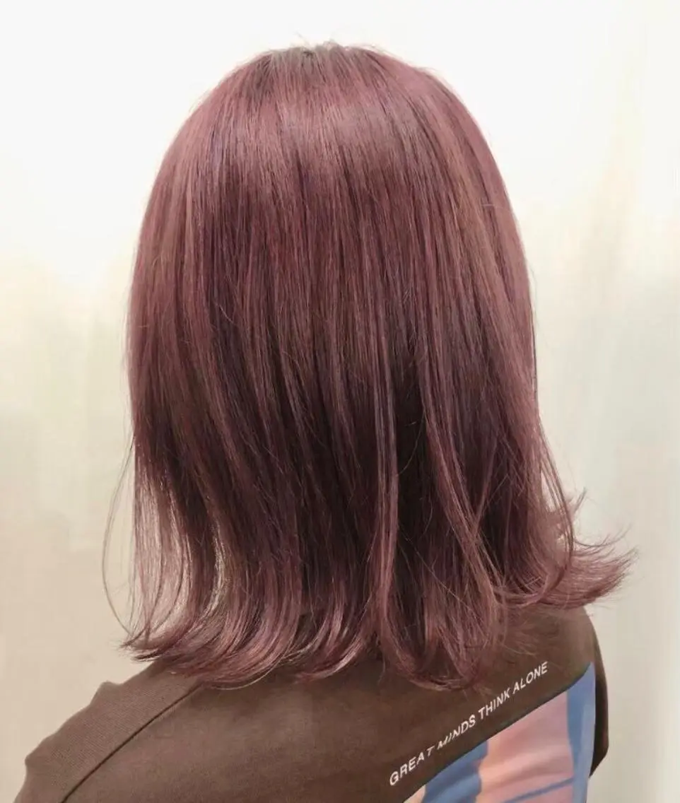 セミロング カラー パーマ ヘアアレンジ メンズ ブラウンカラー ピンクカラー 暖色ボブ 🍊rikakoのヘアスタイル