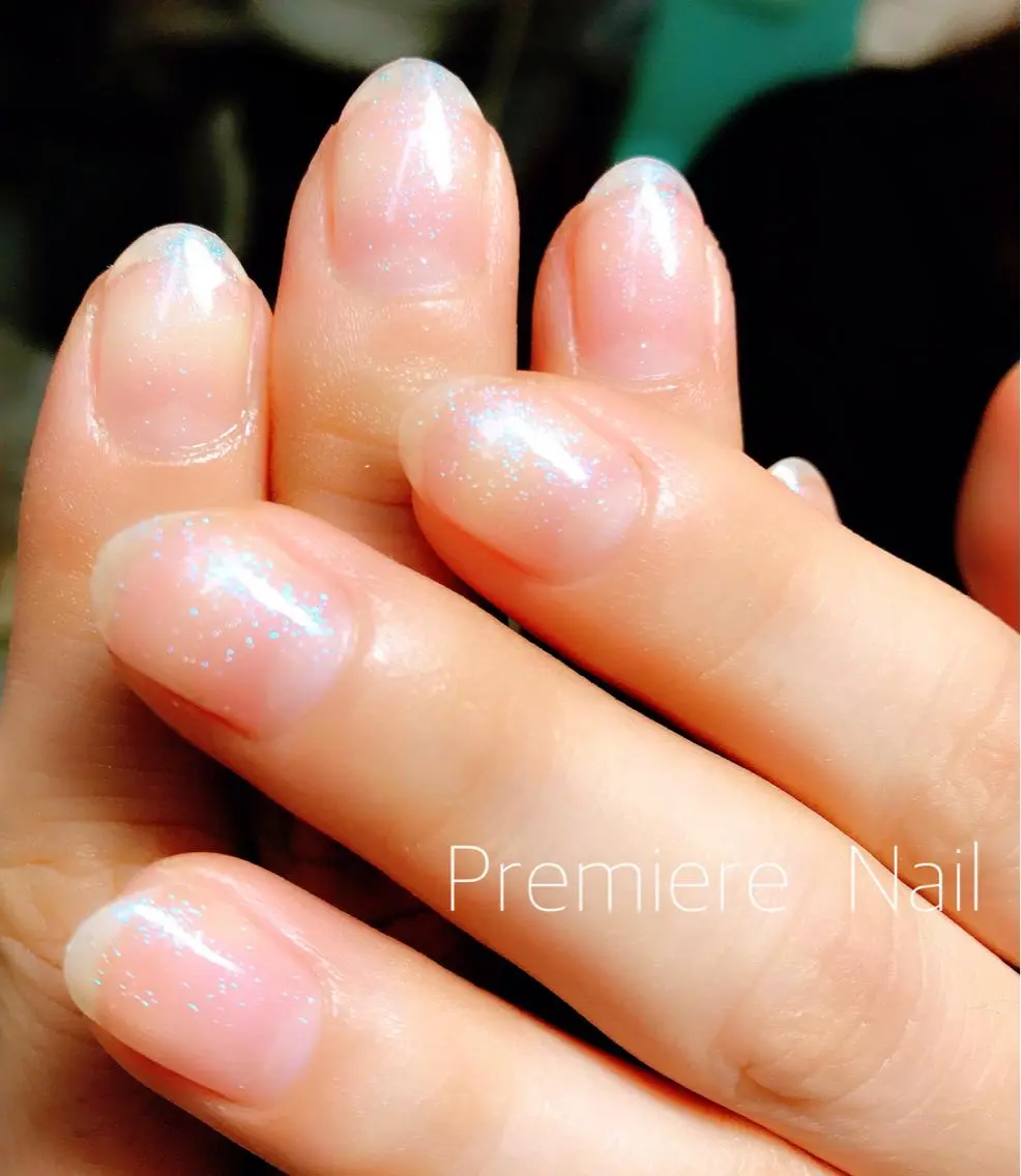 ネイル ブルー クリアネイル ラメ(グリッター) Premiere Nail商店街店のネイルデザイン