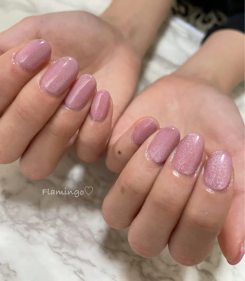 ネイル ジェルネイル キラキラネイル マグネットネイル オフィスネイル ピンク フィルイン/爪育成♡ 40代からのサロンのネイルデザイン
