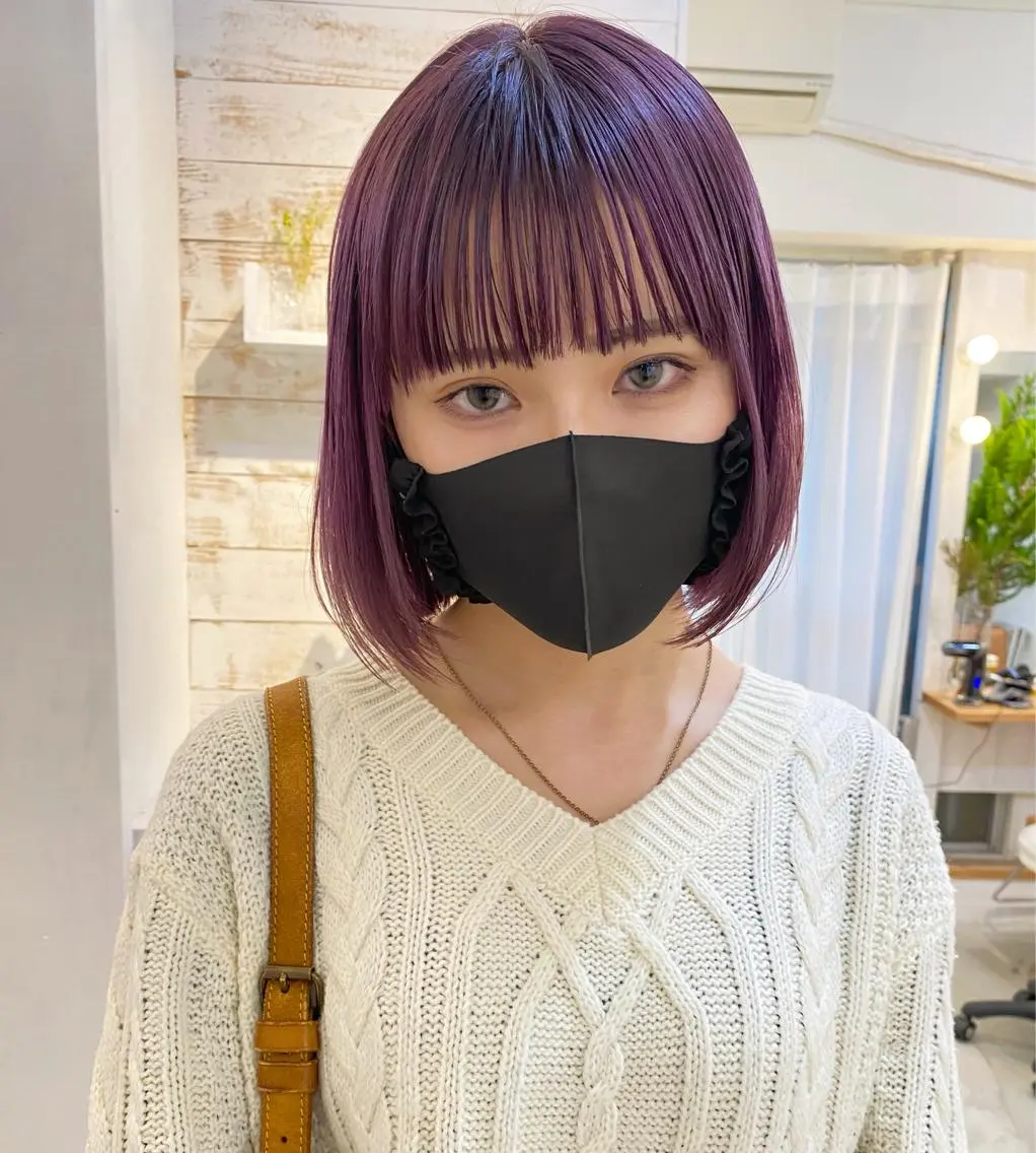 ミディアム カラー ブリーチ ケアブリーチ ダブルカラー ラベンダーカラー ラベンダーピンク 天神最安値エクステ カラーレイヤーカットのヘアスタイル