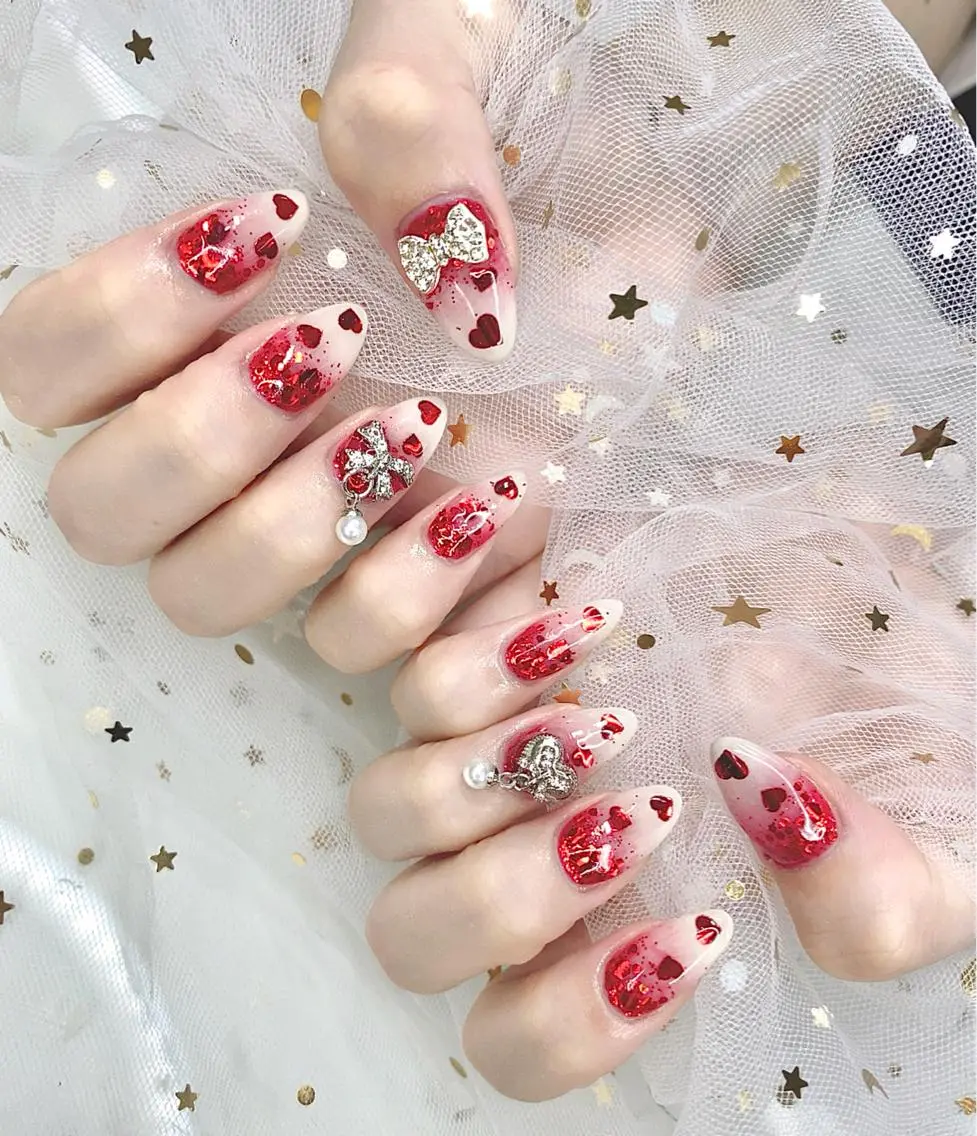 ネイル I-nailロング /ワンホン/キラキラのネイルデザイン