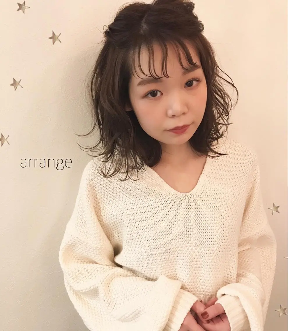 ミディアム カラー ヘアアレンジ 市川 千夏のヘアスタイル