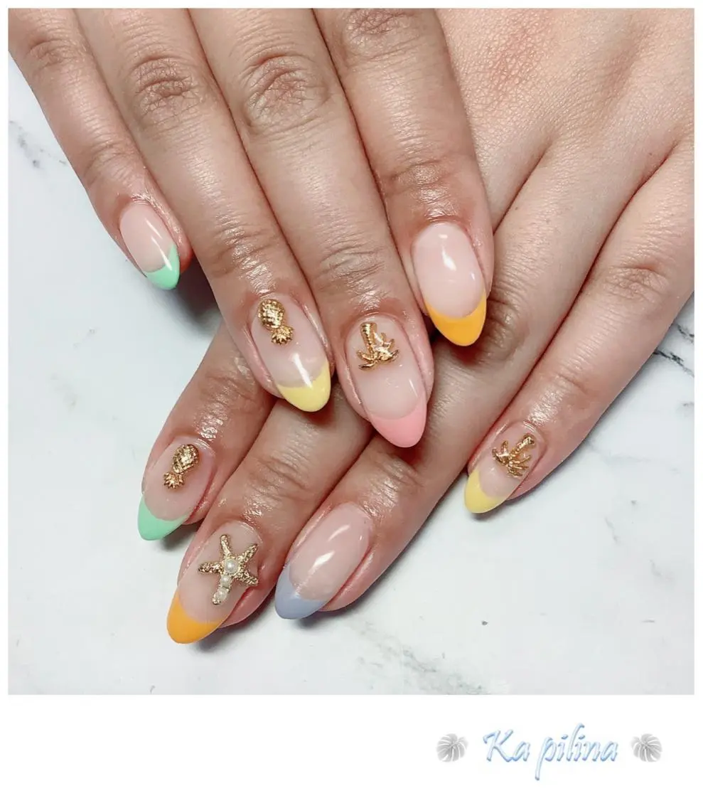 ネイル フレンチネイル 夏ネイル Nail salon Ka pilinaのネイルデザイン